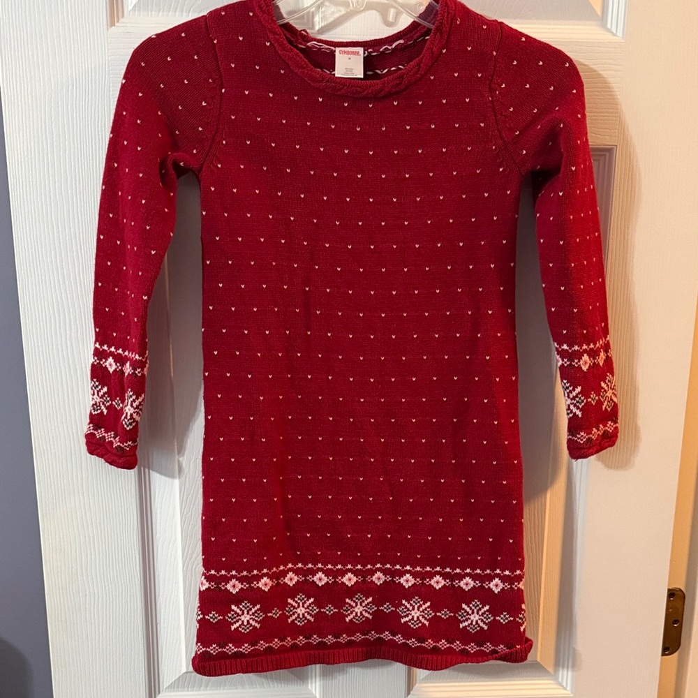 Gymboree Red Knit Dress with White Accents